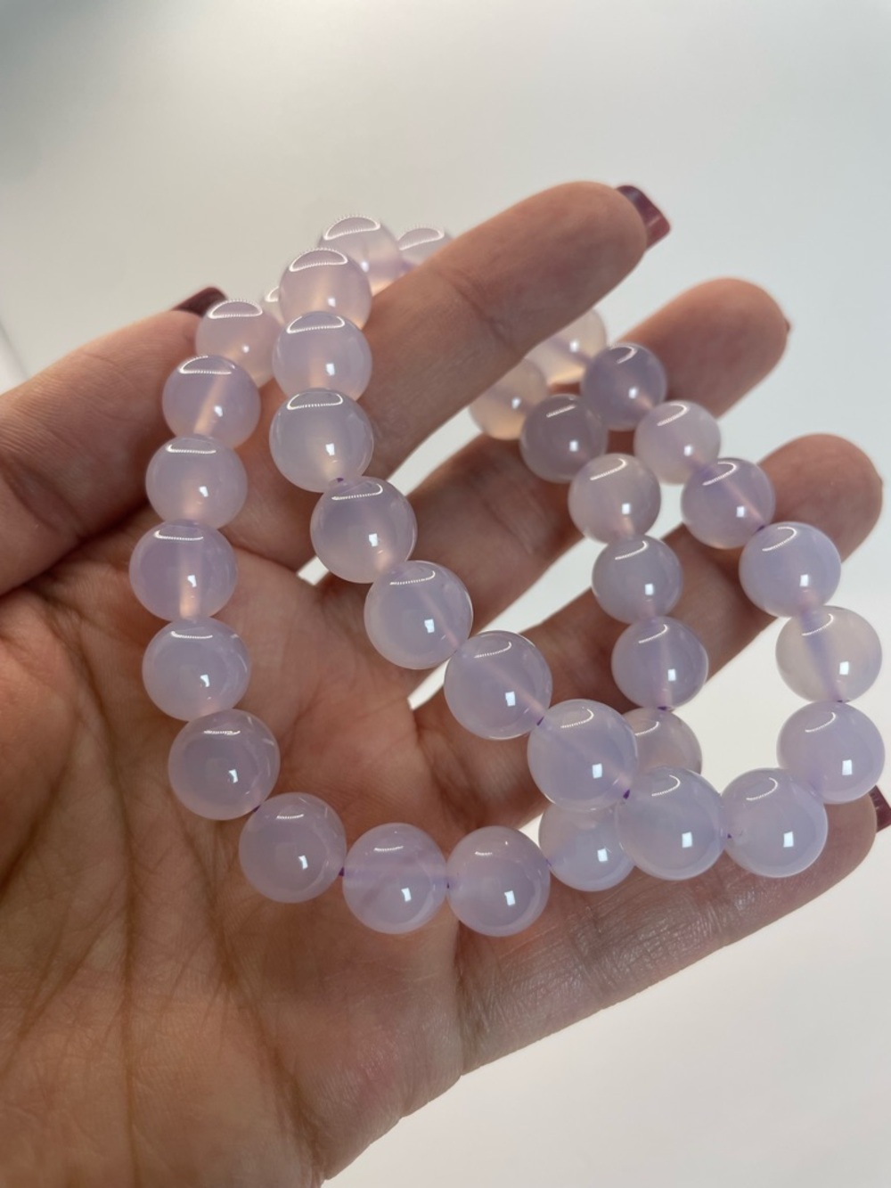 ONE Pink/Purple Chalcedony Bead Stretch Bracelet - 10mm (0107)